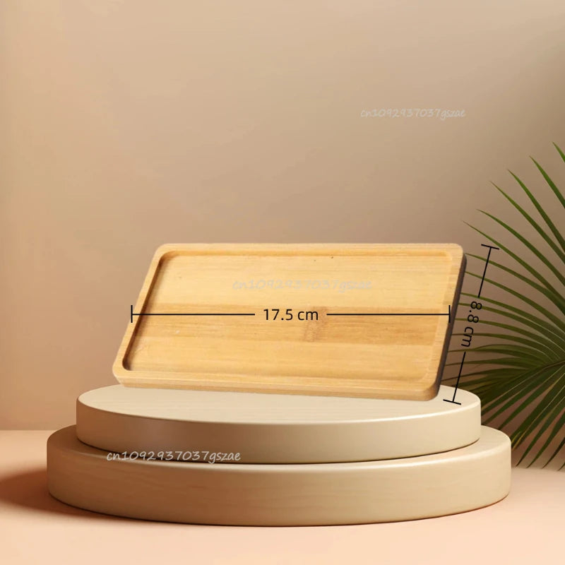 Flower Pot Tray Multi Bamboo Tray Wood Cup Pad Plant Pot Tray for Kitchen Decorative Plate Creative Coaster Coffee Cup Mat Zpaxo Rectangle-17.5cm