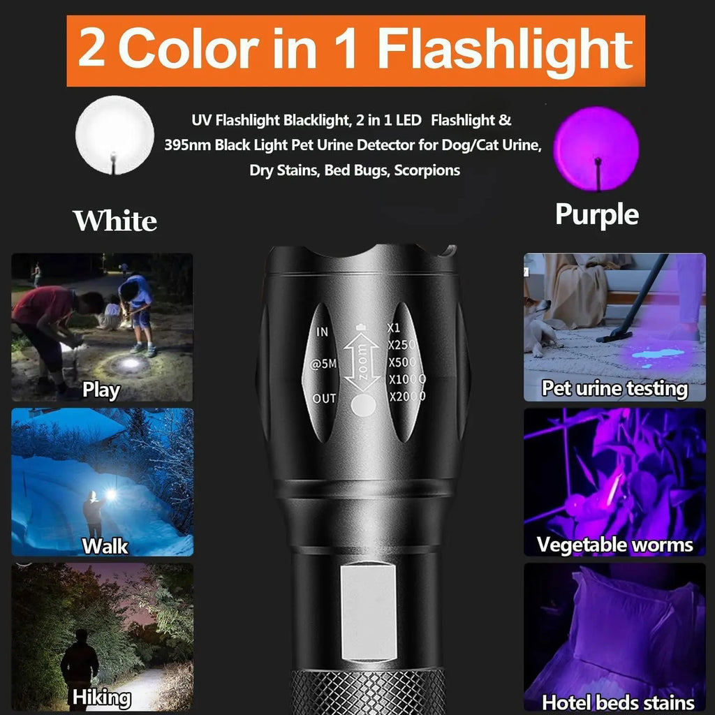 POCKETMAN 2-in-1 UV Blacklight & White LED Flashlight Torch