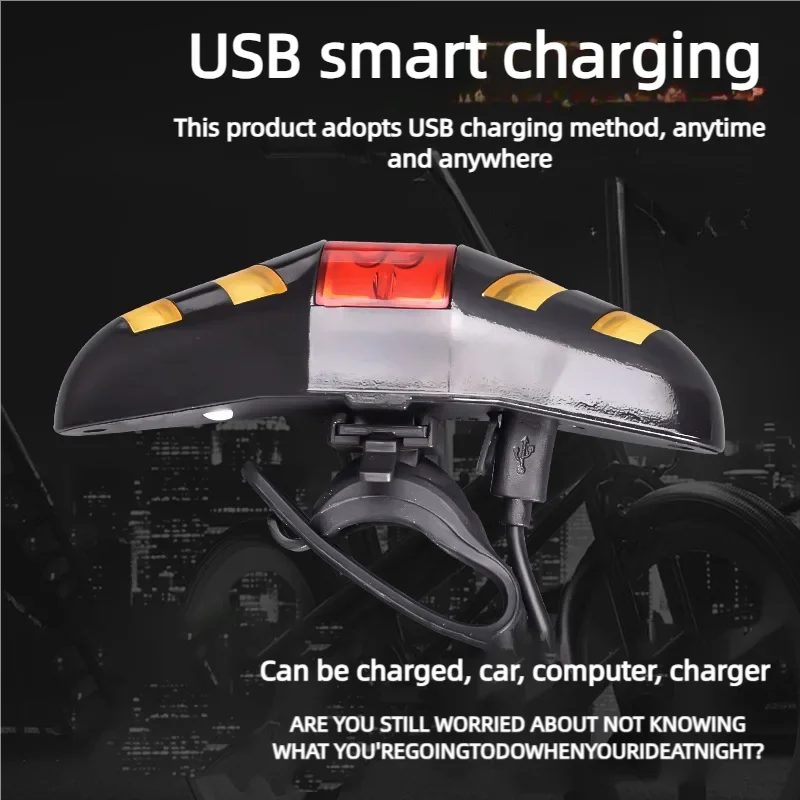 Bicycle Tail Light Mountain Bike USB Smart Charging Remote Steering Light Night Riding Warning Tail Light Cycling Outdoor Gear Zpaxo