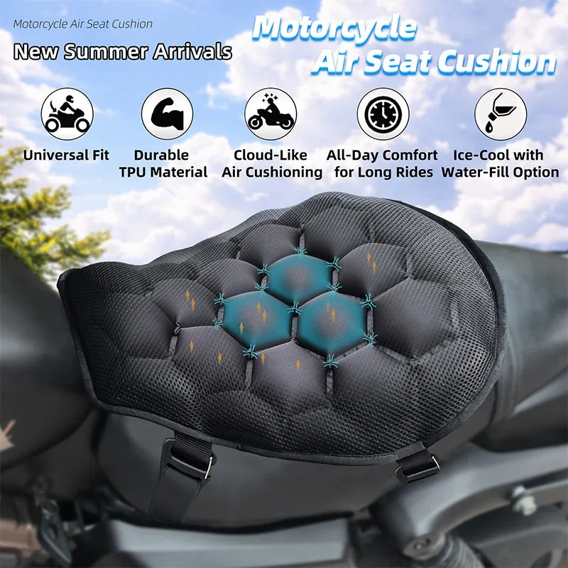 Motorcycle Air Gel Seat Cushion – 3D Honeycomb Anti-Slip Pad