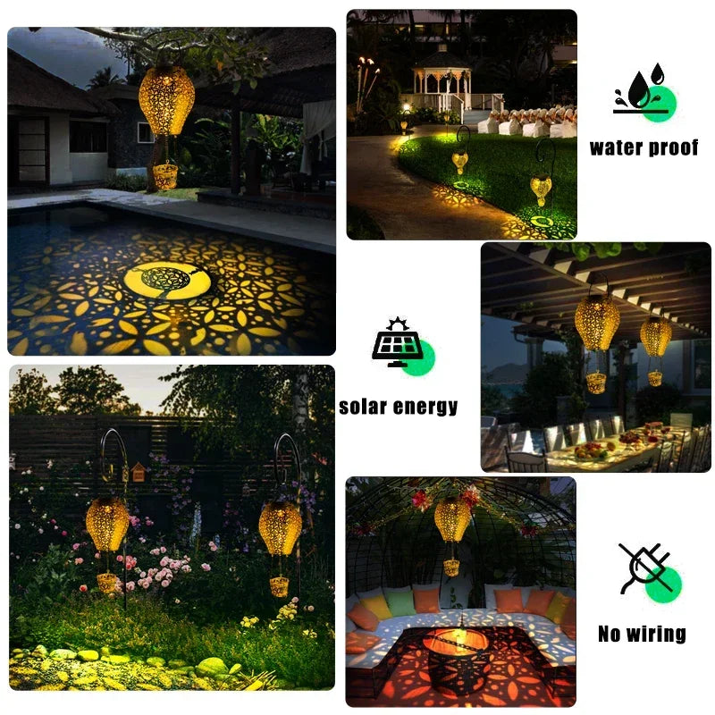 Outdoor Iron Air Balloon Solar Light LED Lawn Lamp Garden Landscape Zpaxo