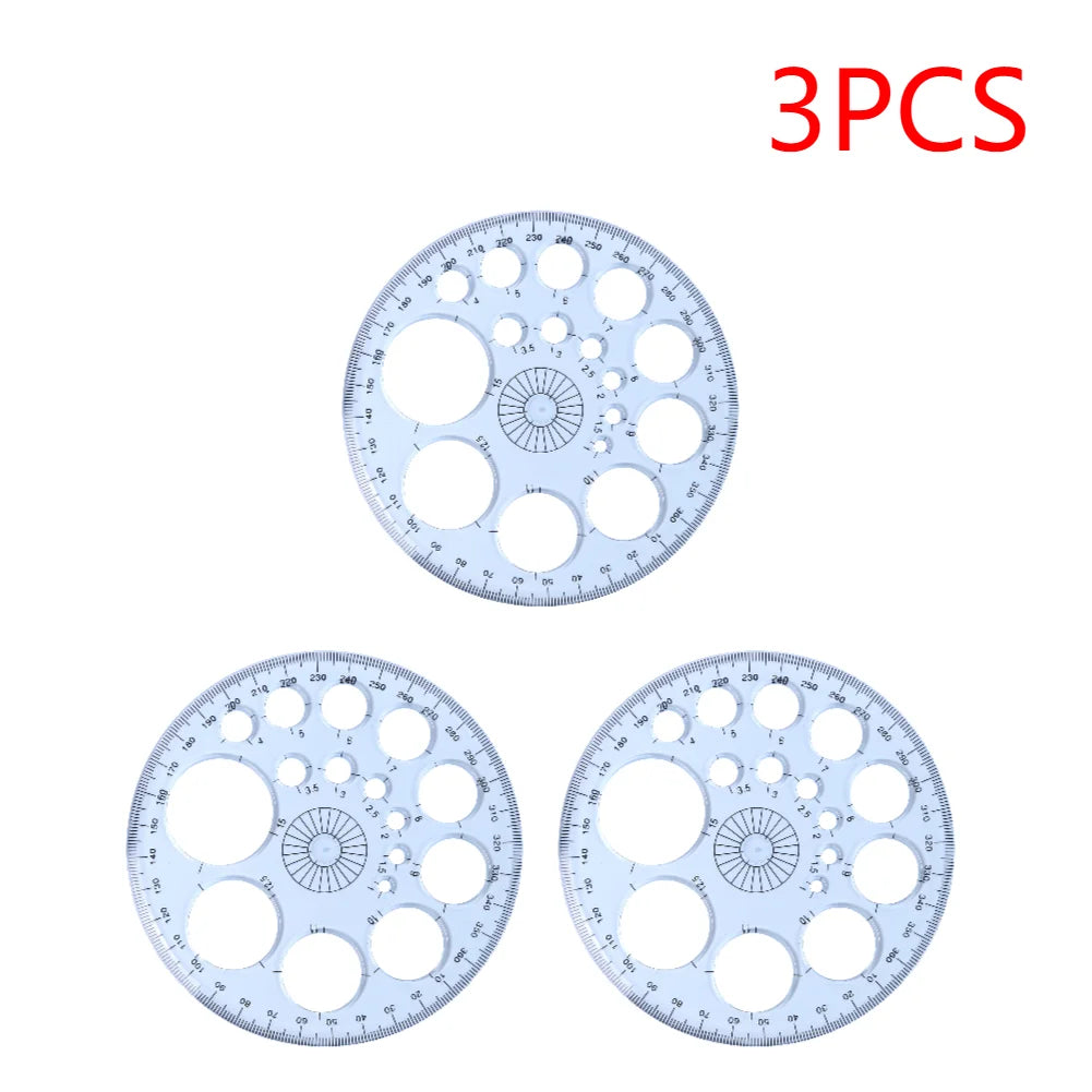 Multifunction Geometric Template Plastic Measuring Ruler Circles Zpaxo 3pcs