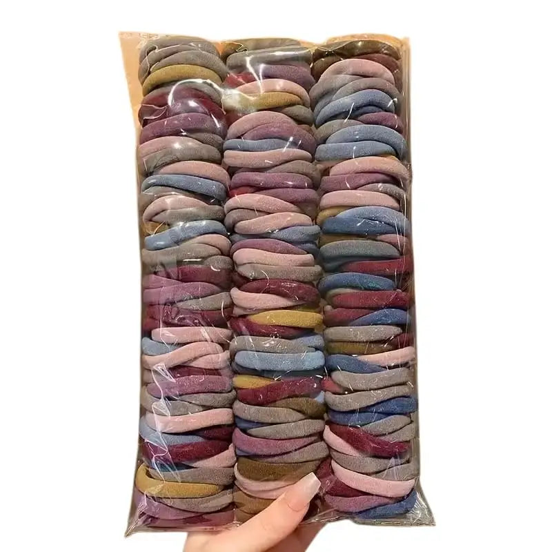 100pcs Seamless Elastic Headbands – Durable Ponytail Holders for Women & Teens, Assorted Colors Zpaxo