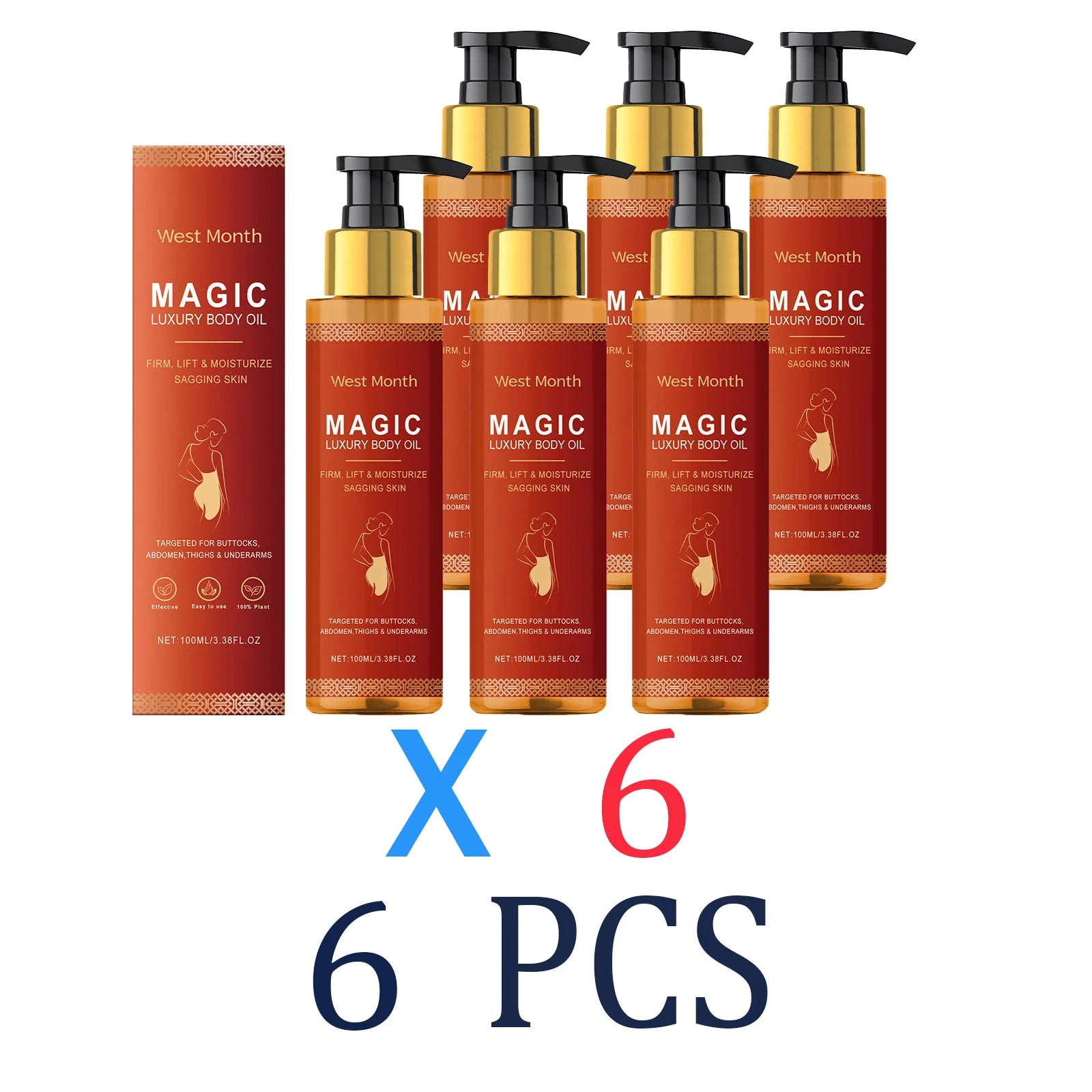 1/2/3/4/5/6 Pcs Collagen Body Oil Deep Hydration Lock Dry Skin Remedy Moisturizing Without Greasiness Gentle Nourishing Skin Oil Zpaxo 6 Pcs