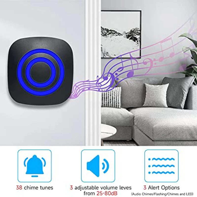 Wireless Home Security Driveway Alarm 656ft Motion Sensor Outdoor Doorbell Alarm Wireless Driveway Alarm Doorbell Home Security Zpaxo
