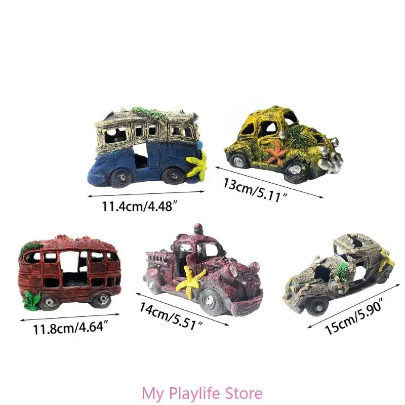 Resin Wrecked Car Ornaments DIY Fish Tank Artificial Aquarium