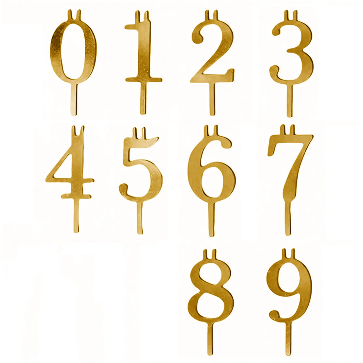 0-9 Reusable Number Birthday Candle Holder Cake Topper Decorations Zpaxo Gold