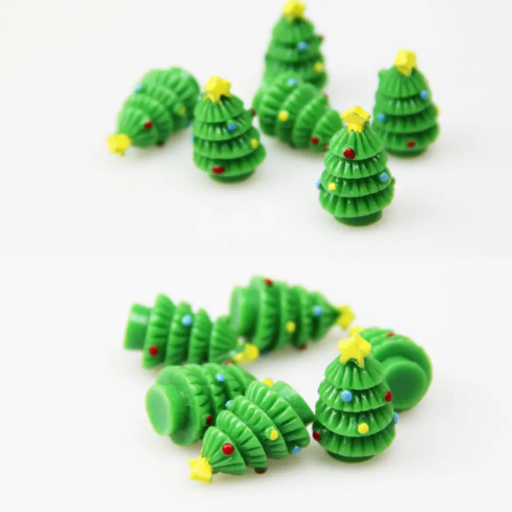 Handcrafted Resin Christmas Miniature Trees Realistic Shape Desktop