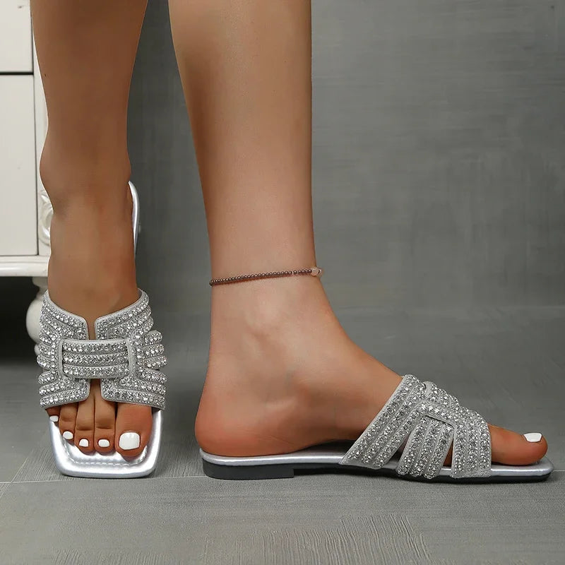 Summer Women Slippers 2025 Fashionable Flat Sandals Outdoor One-strap Zpaxo