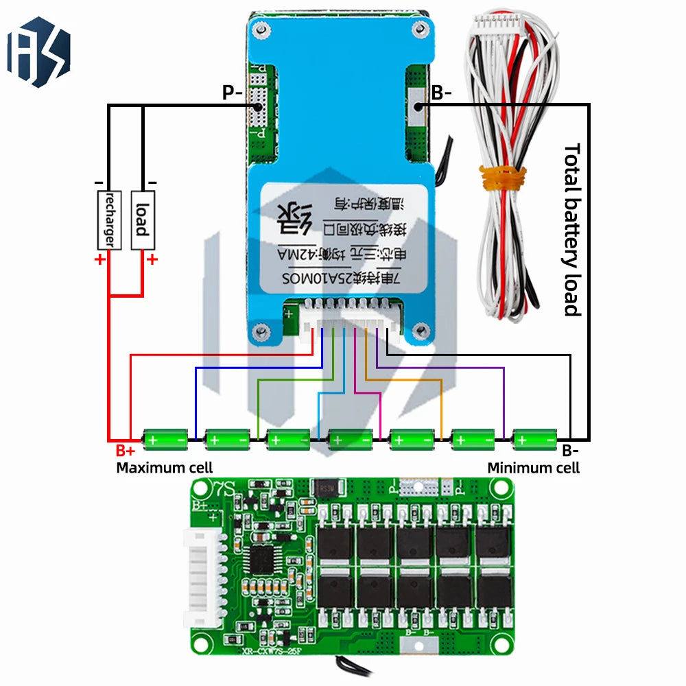 BMS 7S 24V 15A 20A 25A Li-ion Lmo Ternary Lithium 18650 Battery Zpaxo