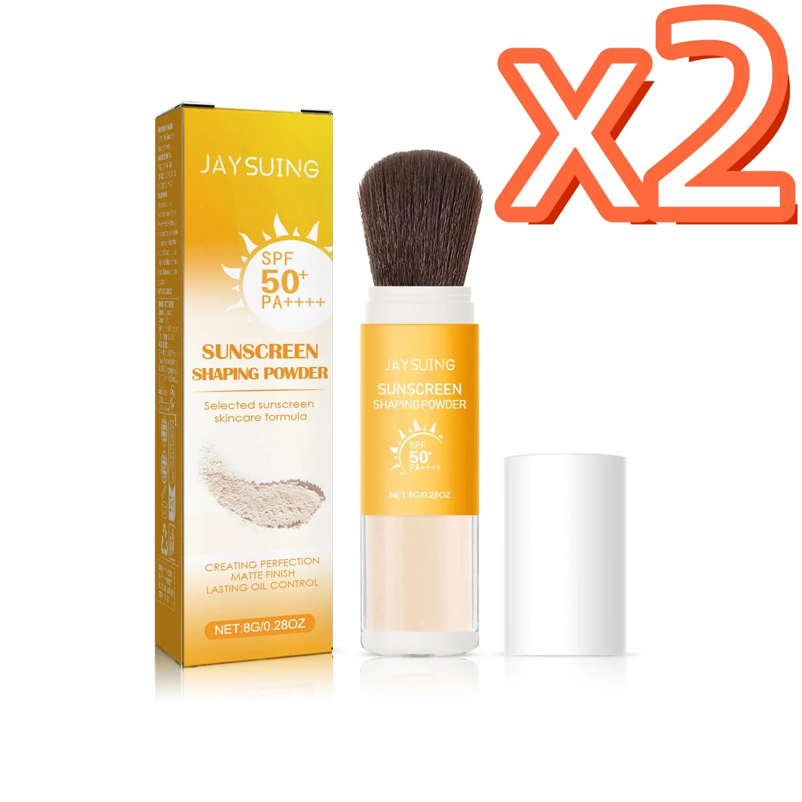 Jaysuing SPF 50 Sunscreen Loose Setting Powder – Oil Control Matte Sunscreen Setting Powder Zpaxo 8g Boxed X 2PCS