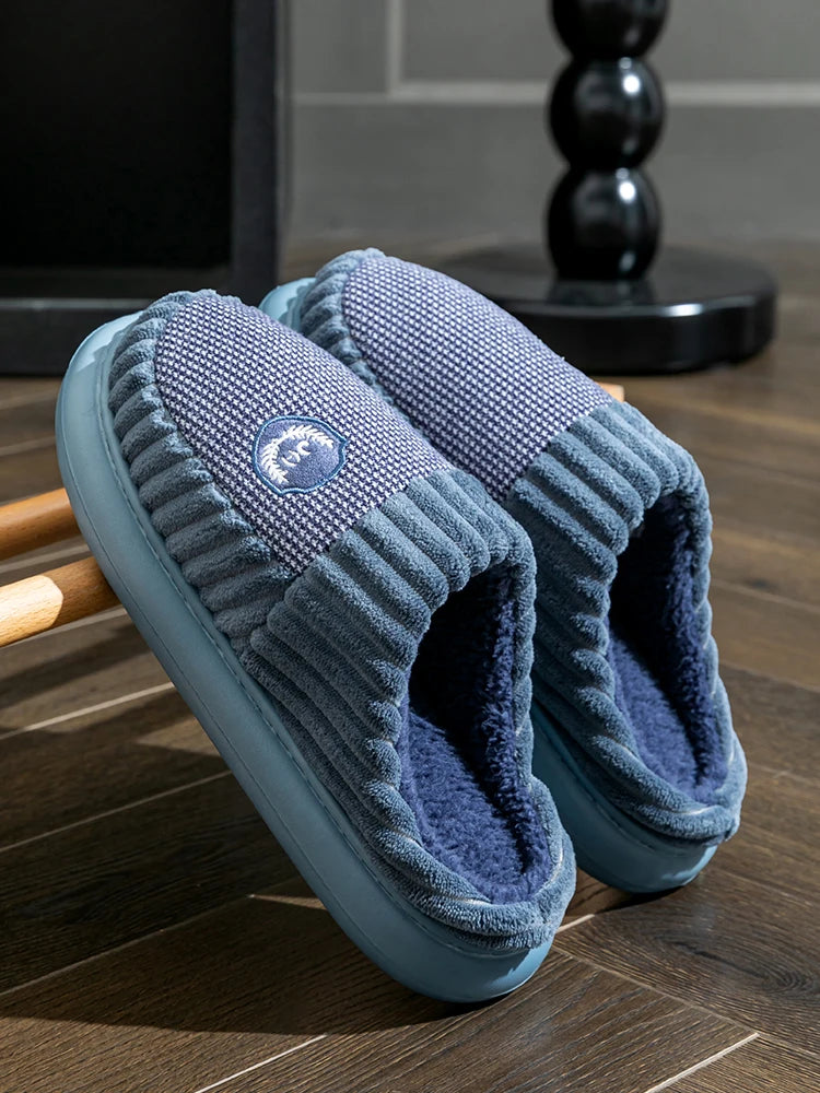 Men's Slippers Indoor Autumn Winter EVA Thick Sole Lightweight Zpaxo Blue 42-43