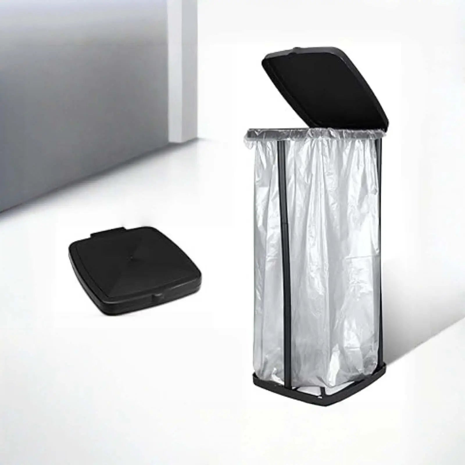 Portable Trash Bag Holder – Adjustable Flip Lid Waste Bin Trash Bag Holder Zpaxo