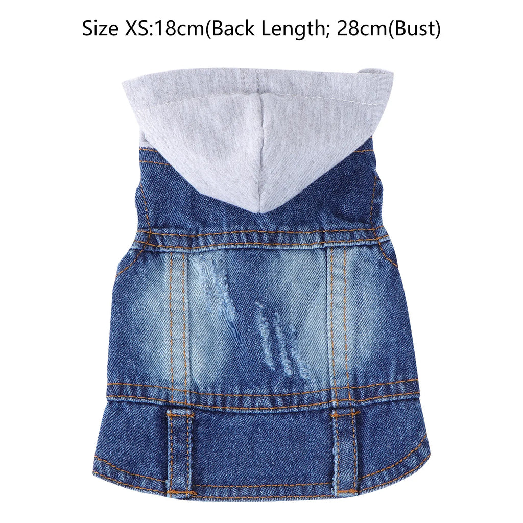 Pet Cowboy Vest Multicolor Denim Jacket Four Season Dog Apparel White