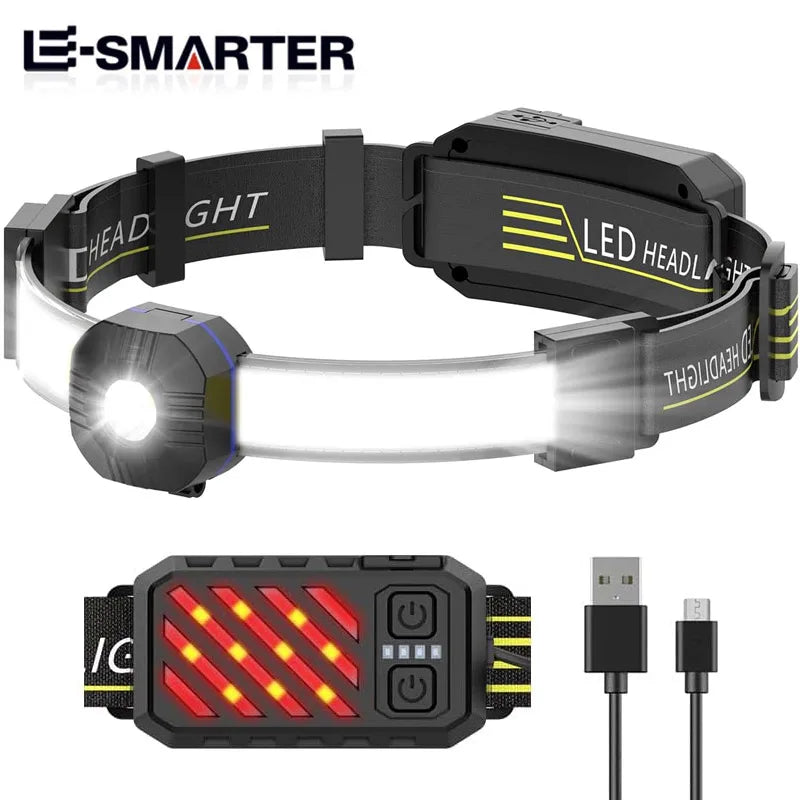 ESMARTER COB Rechargeable Headlamp – 10 Modes, IPX6