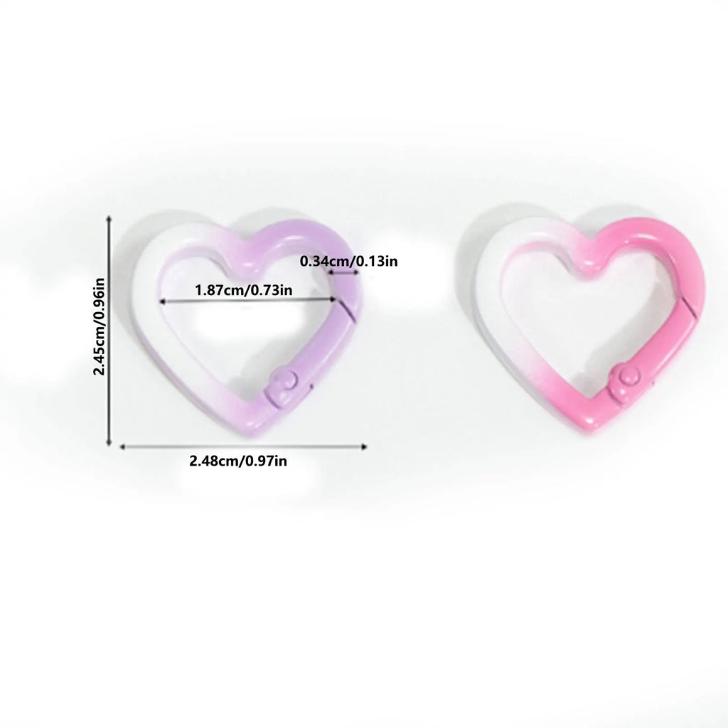 8 PCS Durable Mixed Color Aluminum Alloy Heart Gradient Climbing Carabiner Carabiner, Powerful Key Ring Hook Zpaxo