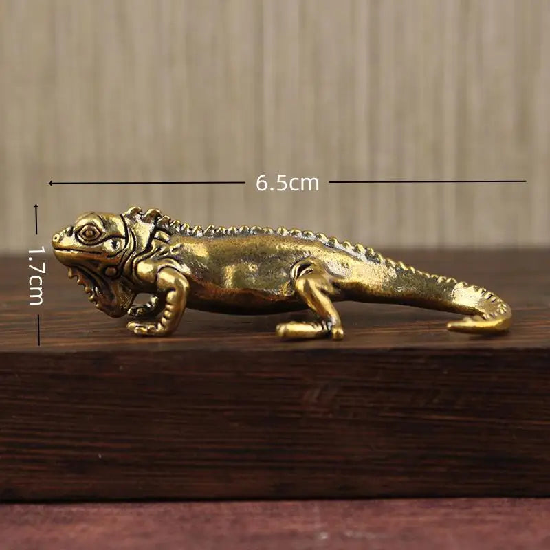 ▶1PCS Gecko Figure Home Decor Small Ornaments Antique Brass Animal Figurines Tea Pet Desk Decorations Home Decor Accessories Zpaxo A2