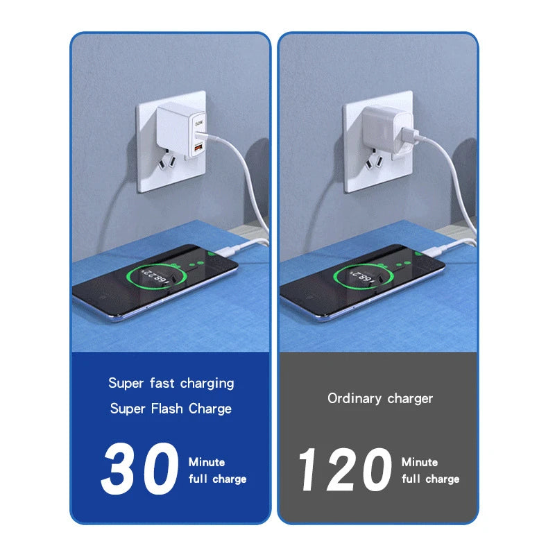 50W PD USB C Fast Charger Apple Iphone 17 Max Charging Cable Phone