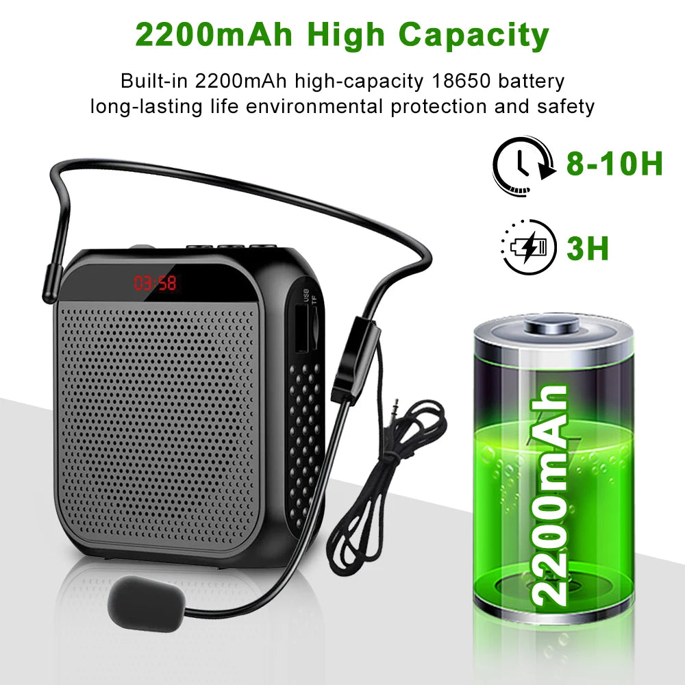 Multifunctional Portable Amplifier 8W 2200mAh Voice Amplifier Personal Voice Speaker Microphone Display for Teacher Presentation Zpaxo