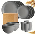 16 Non Fragile Meal Plates Wheat Straw Dishes Tableware Microwave