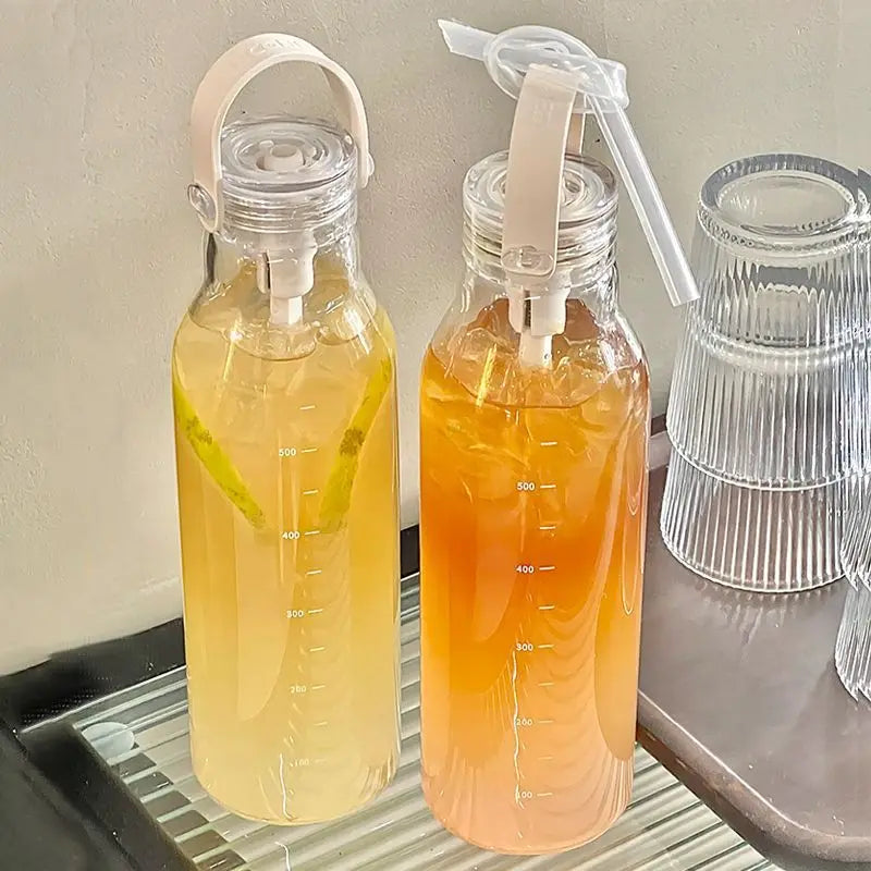 600ML Portable Graduated Water Cup with Handle for Women's Household Use, High Borosilicate Straw Cup, Heat-resistant Glass Cup Zpaxo