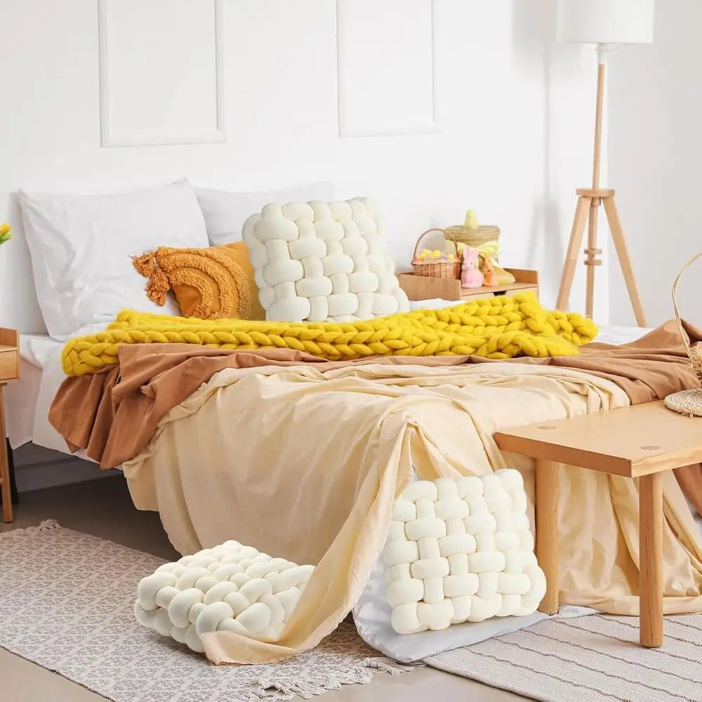 Knot Pillow Soft Throw Home Decoration Cushion Square Office Knotted