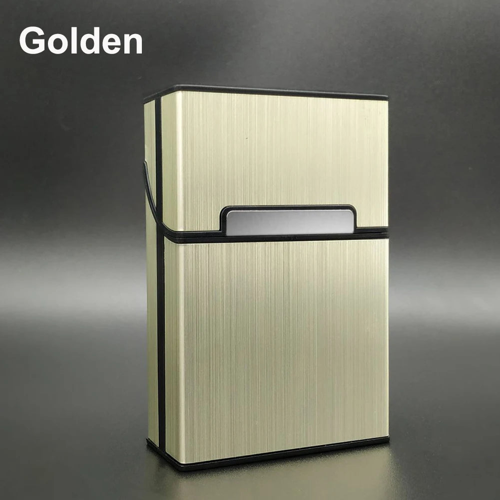 Portable Slim Aluminum Cigarette Case Regular King Size Plastic Cigar Tobacco Holder Box Storage Container Smoking Accessories Zpaxo Golden