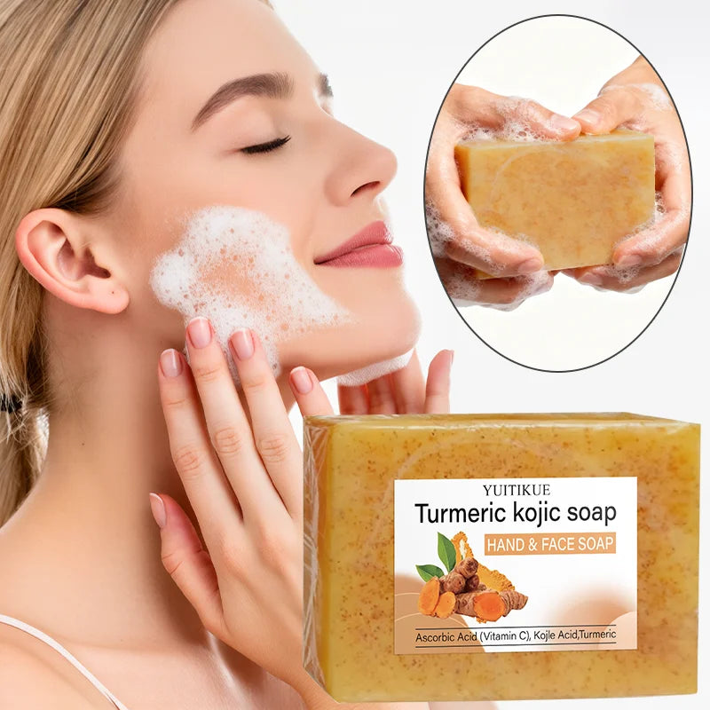 YUITIKUE Turmeric Kojic Acid Brightening Soap 200g – All Skin Types Brightening Bar Soap Zpaxo Default Title