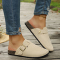 2026 Women Cork Sole Slippers Fashion Flat Mules with Buckle Shoes Women Beach Platform Sandals Lightweight Baotou Slides Women Zpaxo Beige 40-41