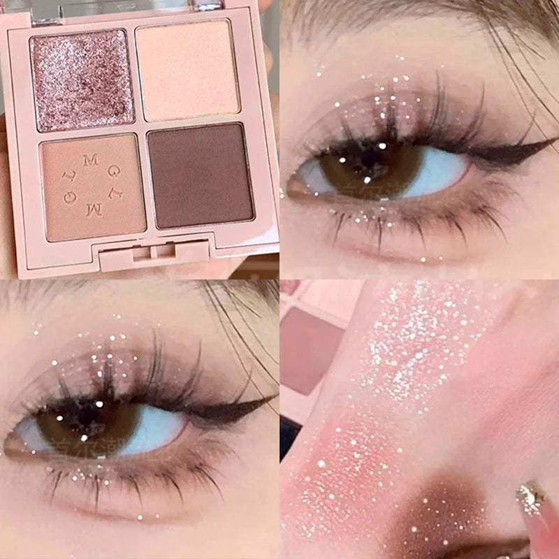4Color Nature Eyeshadow Palette Earth Brown Eye Makeup Long Lasting Eye Shadow Glitter Matte Eyeshadow Korean Eye Makeup Palette Zpaxo 01