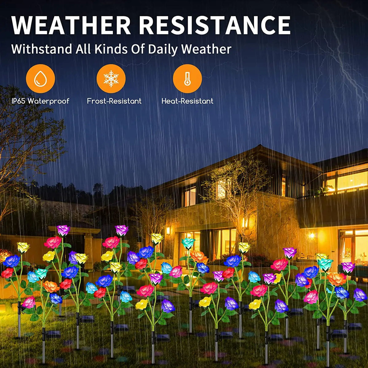 Solar Garden Lights Outdoor Color Changing Rose Light for Yard Christmas Decoration Enlarged Solar Panel Realistic Flower Lamp Zpaxo