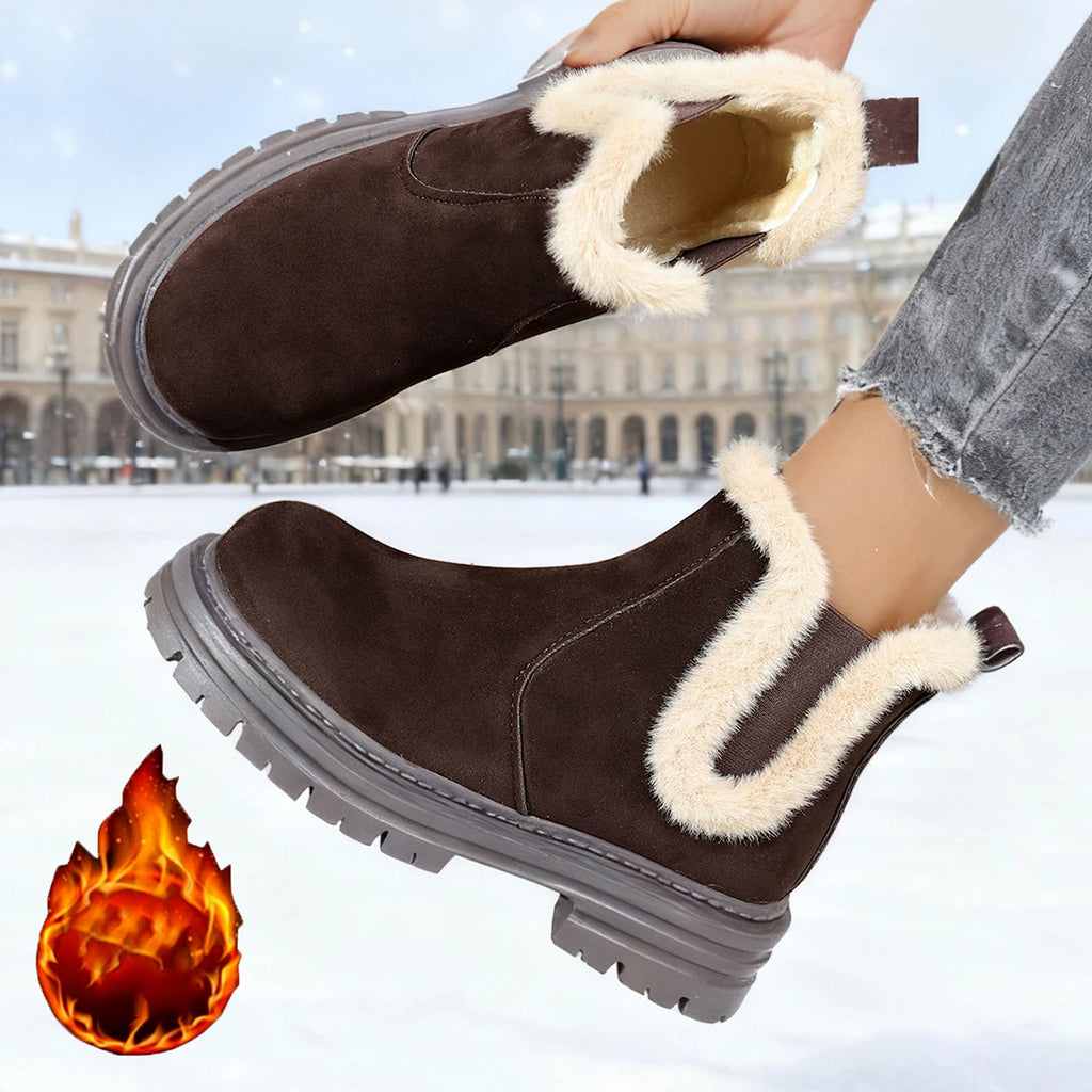 2025 New Women Boots Thickened Cotton Shoes for Women Thick Bottom Slip on Plush Ankle Boots Furry Comfortable Snow Boots Female Zpaxo