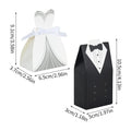 50Pcs Bride And Groom Candy Boxes Wedding Favor Tuxedo Wedding Dress for Bridal Shower Deco Gifts Packaging Boxes Party Supplies Zpaxo 50Pcs as the picture shown