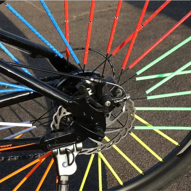 Bicycle Wheel Spokes Reflective Sticker Tube Warning Strip 12Pcs MTB Bike Reflective Mount Clip Wheel Spoke Reflector Stripe Zpaxo