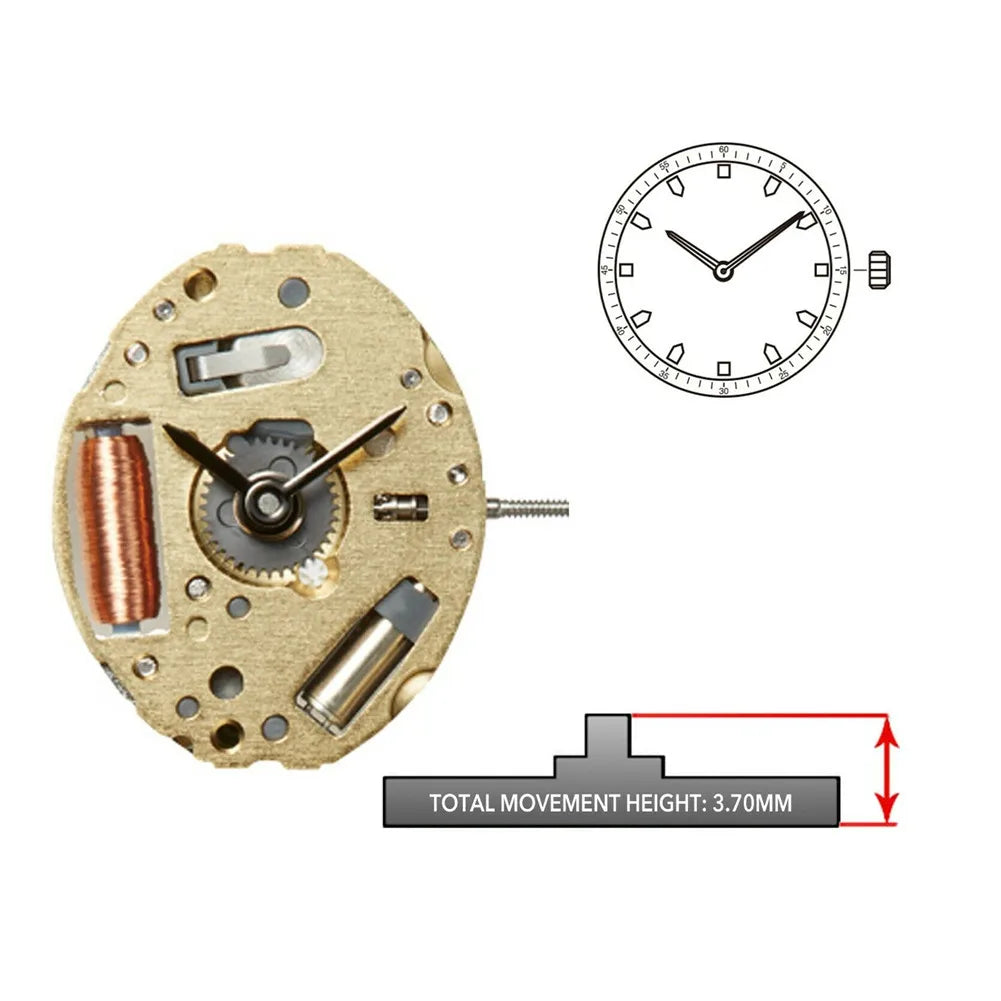 Replacement 2 Hands Quartz Watch Movement Adjust Stem 065-403 Miyota