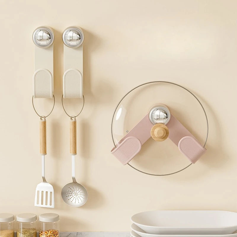 Suction Cup Pot Lid & Cutting Board Wall Rack – No-Drill Kitchen Storage Rack Zpaxo