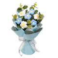 Crochet Flower Bouquet Mother Day Gift Decoration Woven Bouquet for Girl Friend Thanksgiving Festival Wedding Mother's Day Zpaxo Blue