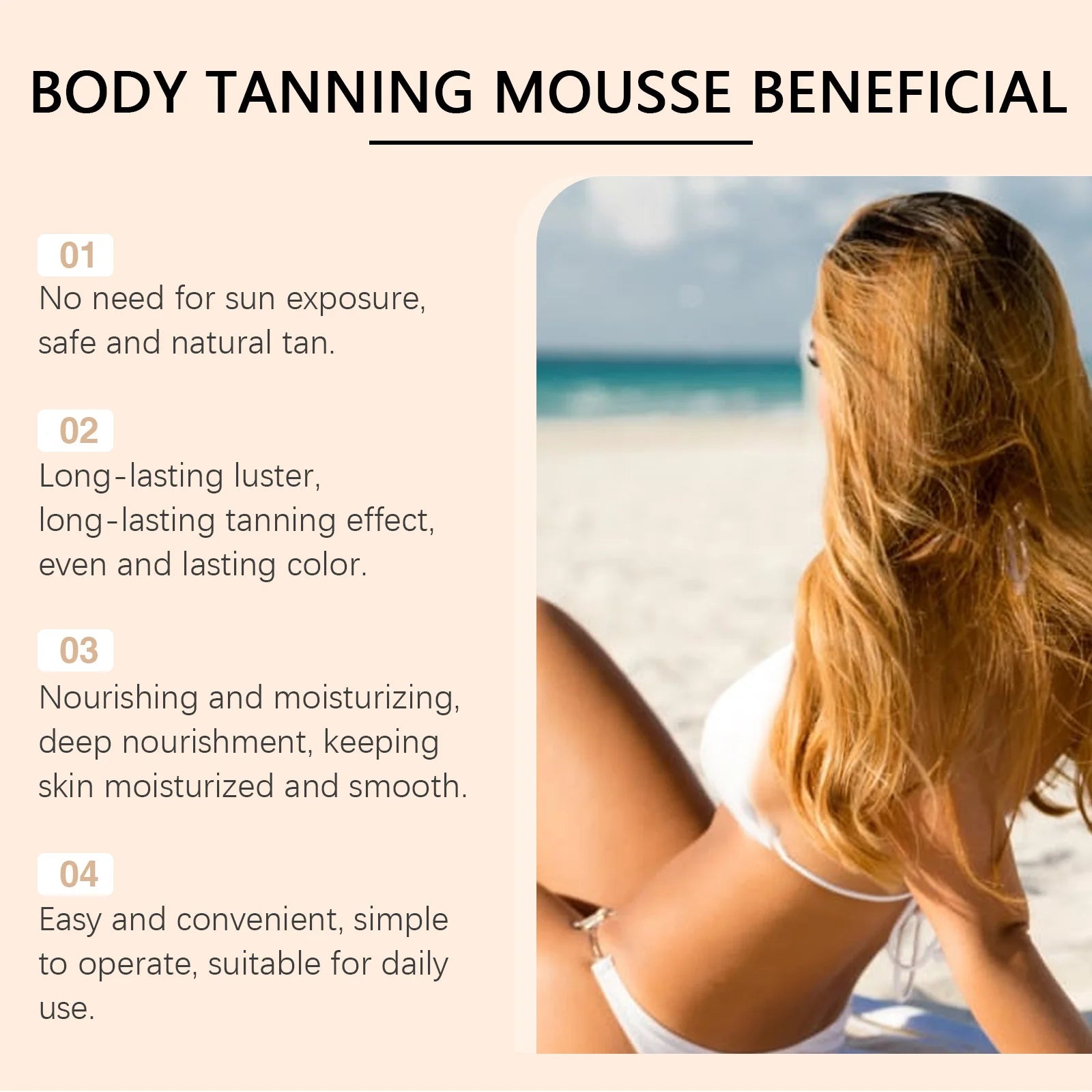Ouhoe 100ml Sunless Self Tanning Mousse QuickDry Bronze Bronzer Natural Looking Tan for Face and Body Waterproof Outdoor Formula Zpaxo