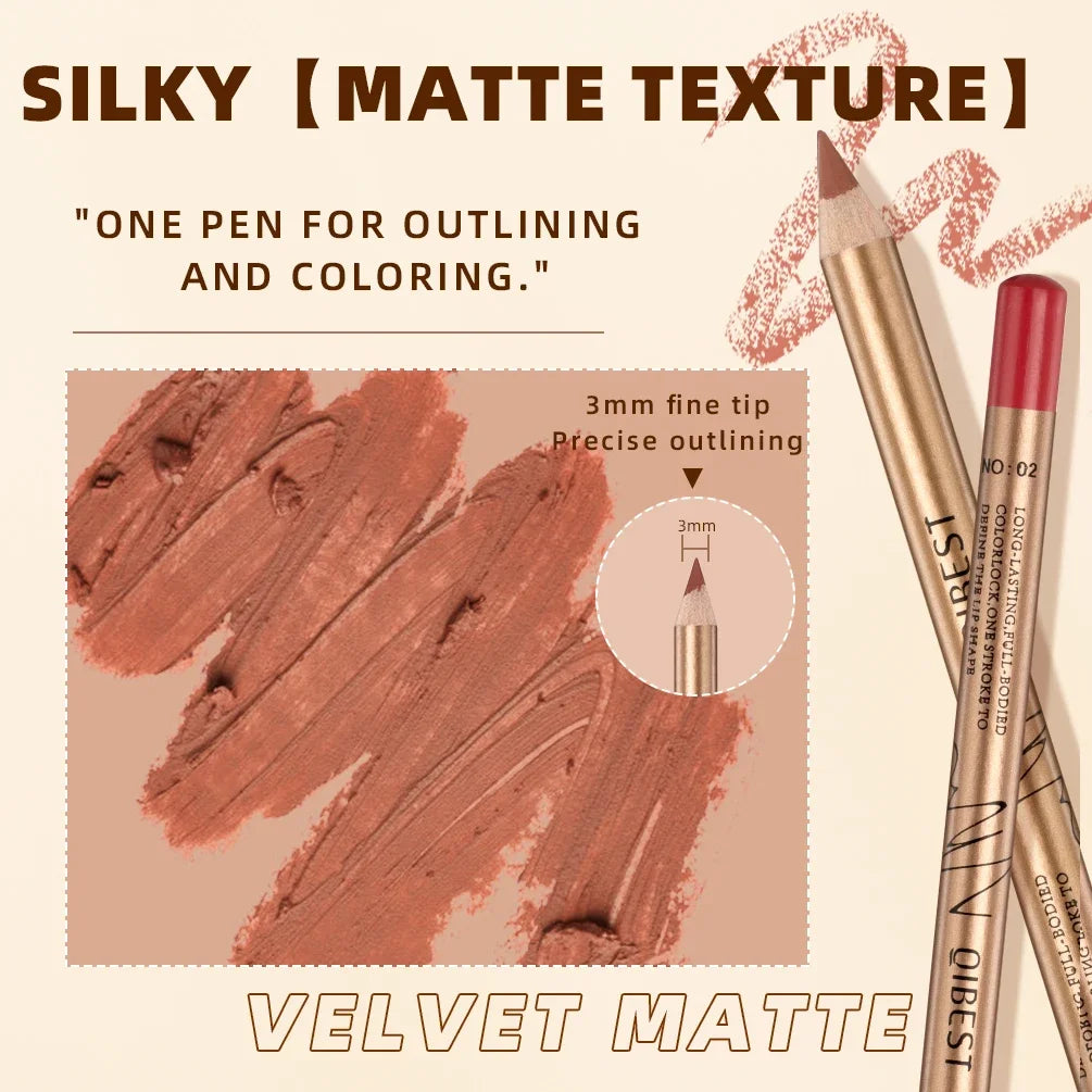 12 Colors Sexy Matte Lipstick Pencil Waterproof Lasting Lip Liner Pen Non-stick Cup Lip Liner Contour Pencil Beauty Makeup Sets Zpaxo