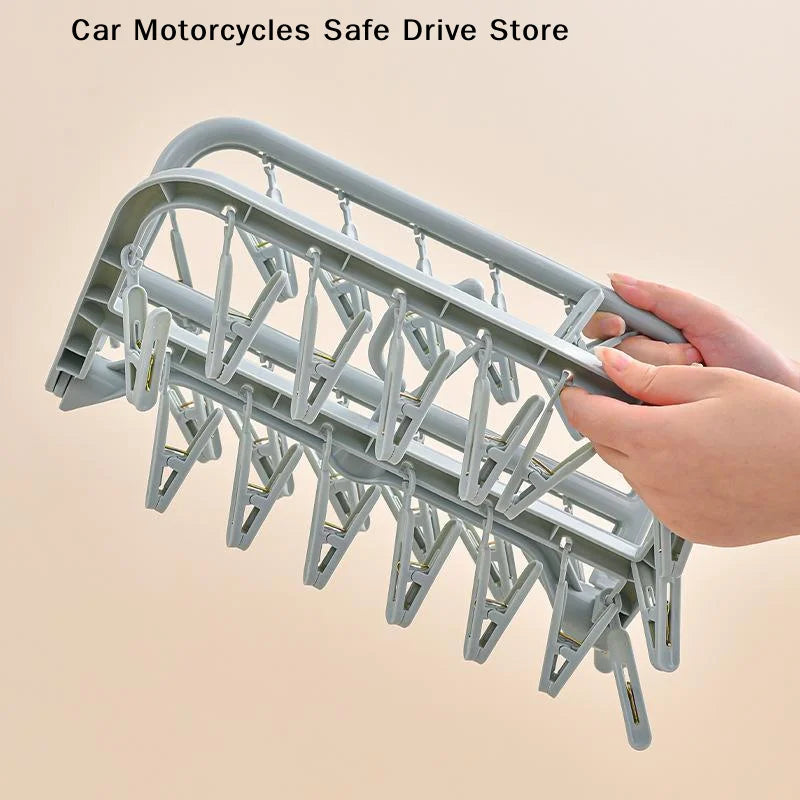 MFoldable Plastic Laundry Drying Rack 32 Clips 360 Rotating Hook