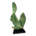 Feather Statue Centerpiece Fashion Craft Accent Figurine Resin Sculpture for TV Stand Birthday Entryway Displaying Housewarming Zpaxo Green
