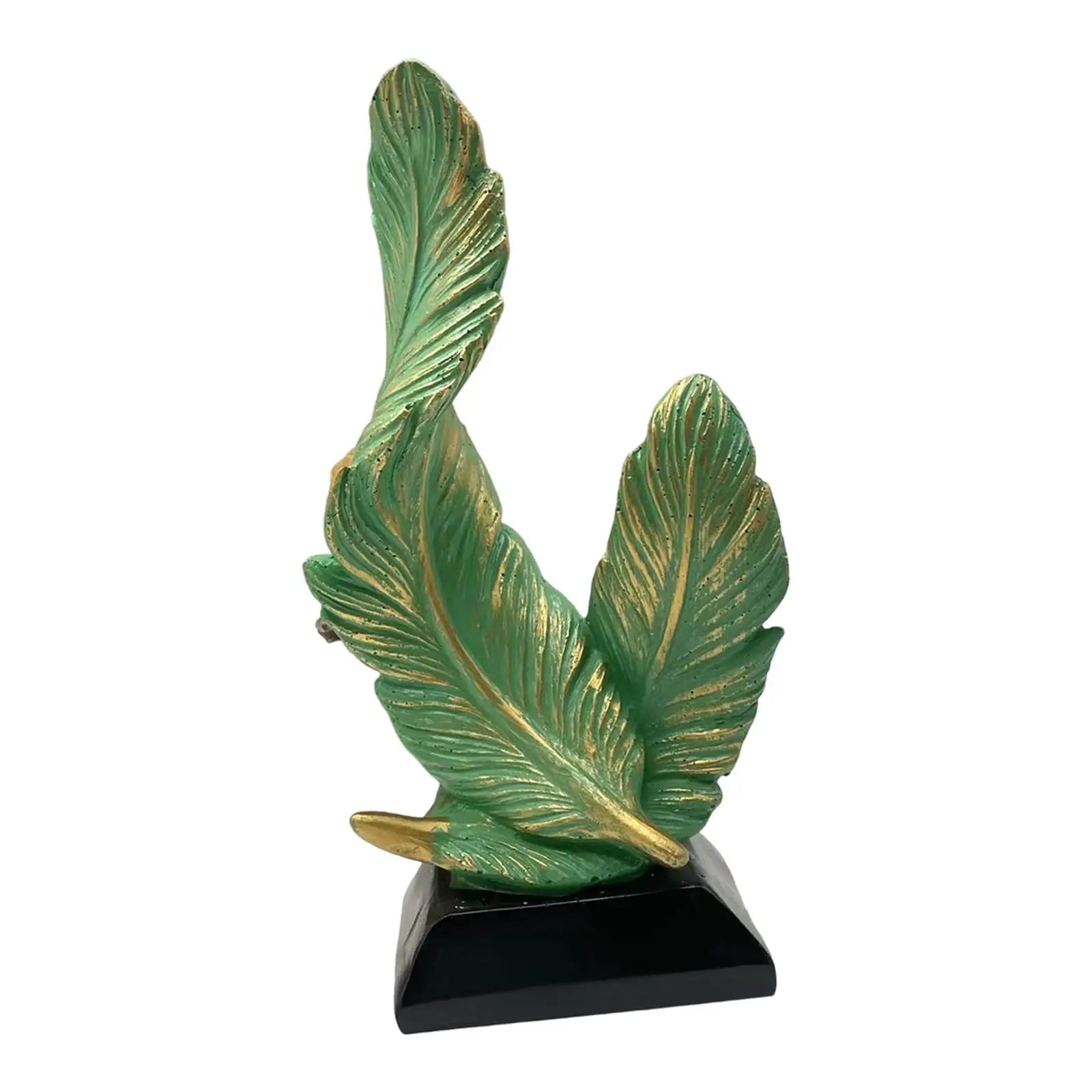 Feather Statue Centerpiece Fashion Craft Accent Figurine Resin Sculpture for TV Stand Birthday Entryway Displaying Housewarming Zpaxo Green