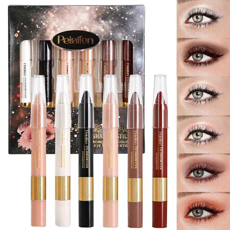 6 Eye Shadow Stick Durable Shining Pearly Natural Makeup