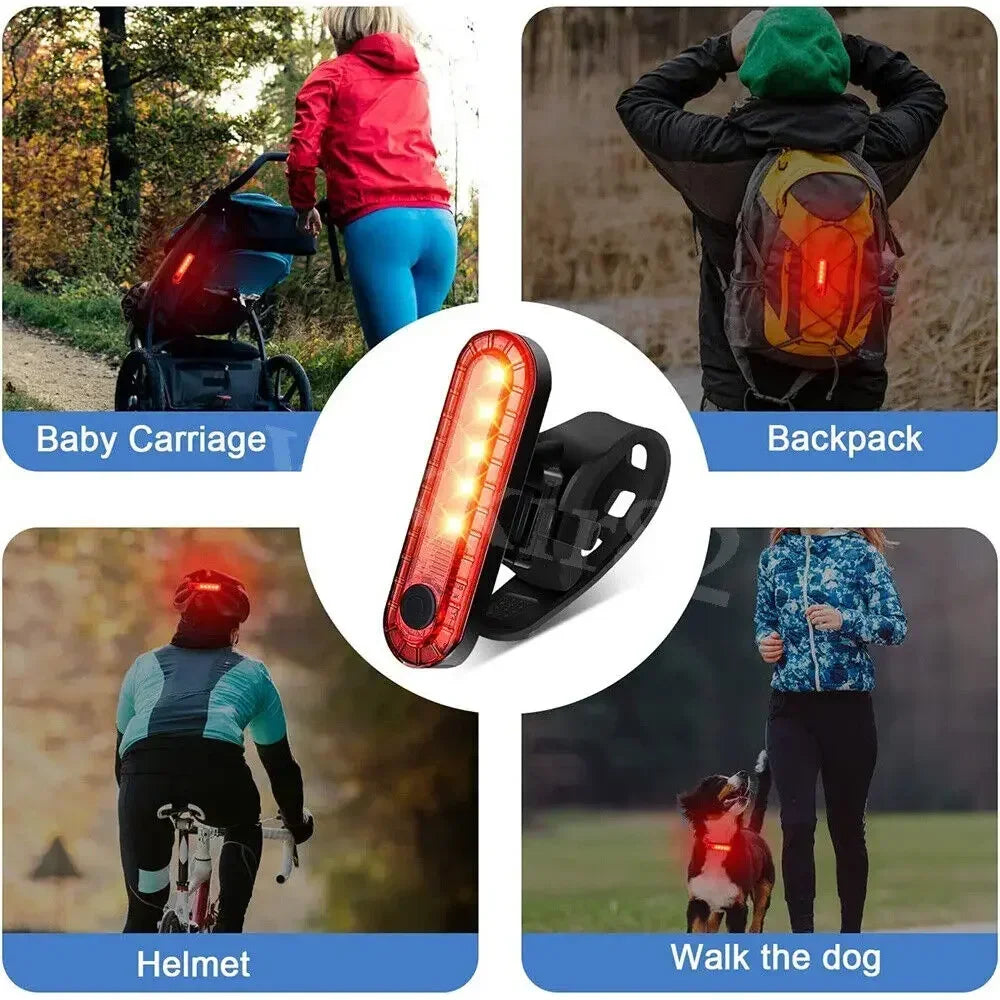 Waterproof Bike Night Riding Light Taillight USB Charging Safety