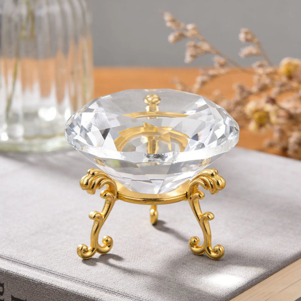 Crystal Diamond Decorative Triangle Base Stand Clear Paperweight