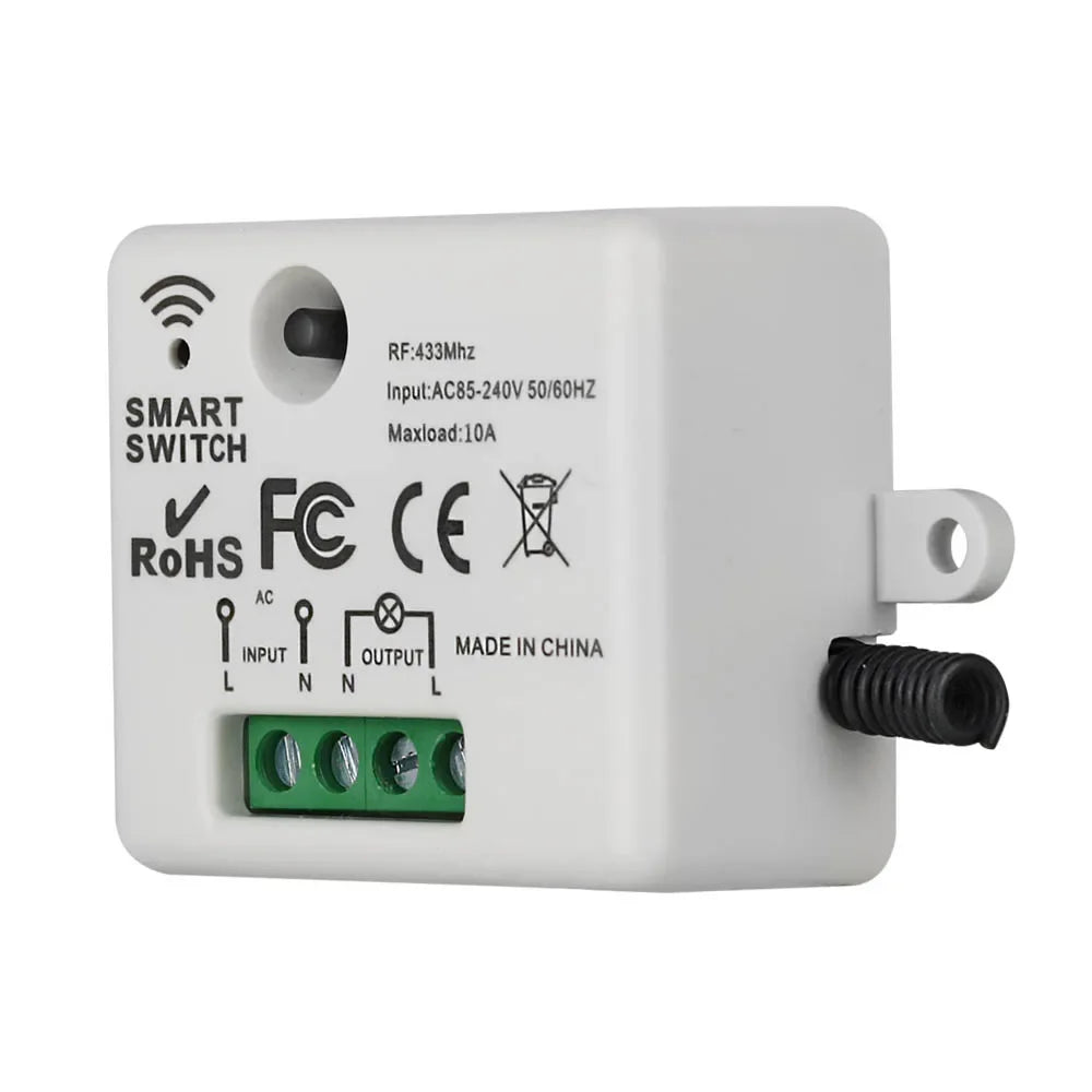 10A Relay 433Mhz Universal Wireless Remote Control Switch 110V 220V Mini Receiver Remote Control For Home Led Light Lamp Zpaxo