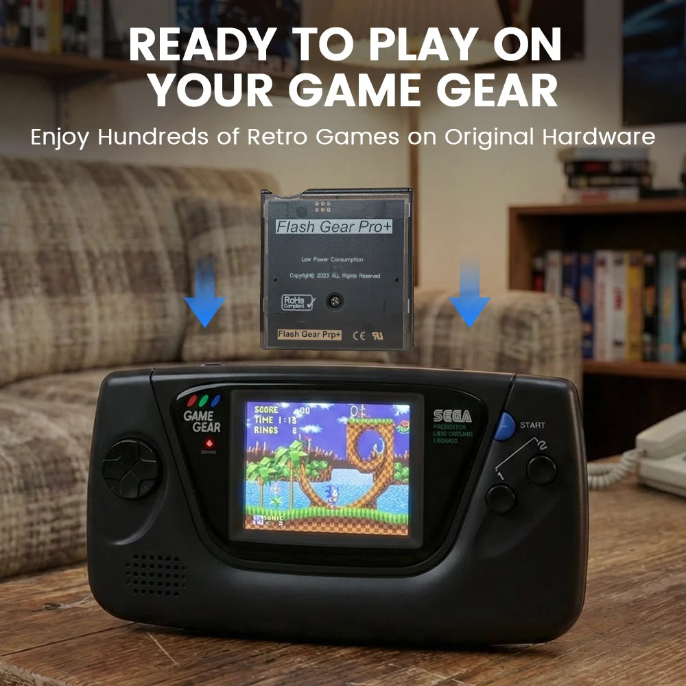 Game Gear Game Card GG Cartridge FlashMaster Cart with 4GB TF Preloaded with 1000+ Games Compatible with Sega Game Gear Console Zpaxo