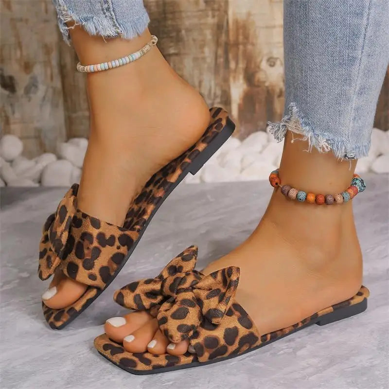 Leopard Flat Summer Slippers Women Outdoor Casual Beach Sandals for Women Flip Flops Comfort Sexy Shoes Woman 2025 New Design Zpaxo 36 black