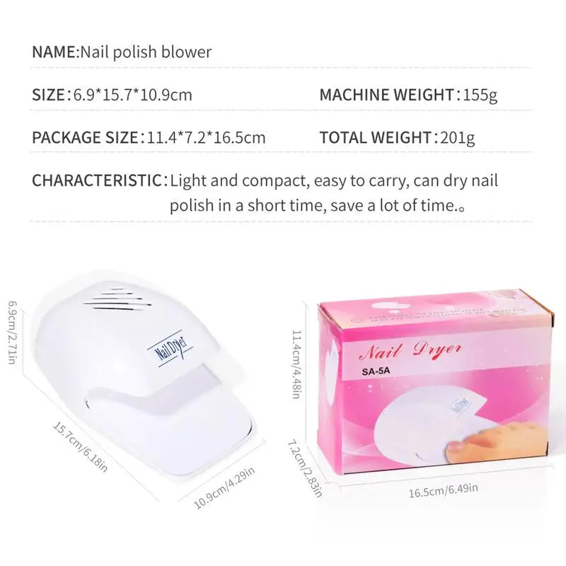 Portable Nail Fan Dryer – Battery-Powered Polish Dryer Nail Fan Dryer Zpaxo