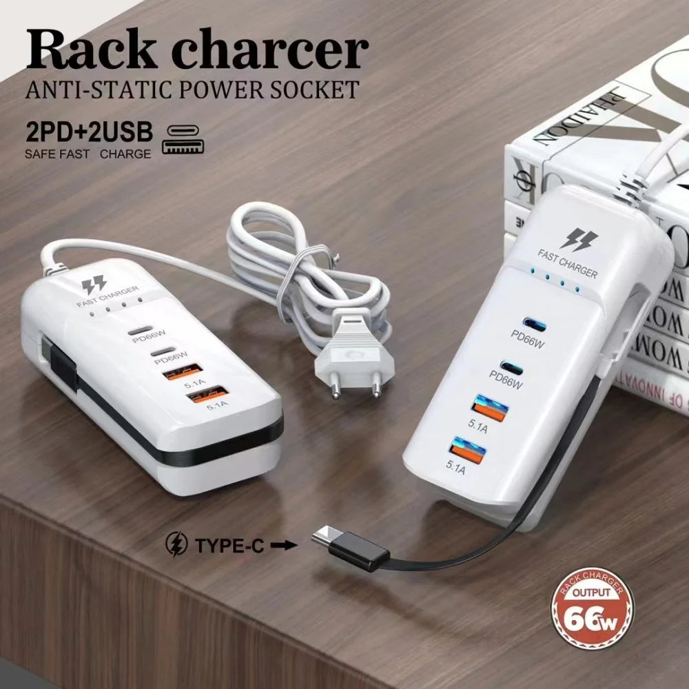 Maerknon 66W PD USB-C Fast Wall Charger | Multi-Port Hub USB-C Wall Charger Zpaxo